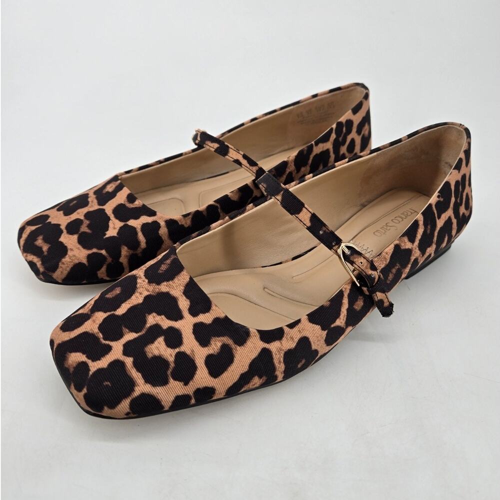 Franco Sarto Leopard Animal Print Mary Jane Flats Square Toe Tinsley Sz 8 M